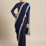 Exclusive Solid Fox Georgette Saree With Ruffle Border
