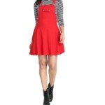 Women's Cotton Lycra Solid Dungaree Dress