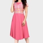 Women's American Crepe Checkered Mid-Length Dress