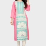 Ethnic American Crepe Calf Length Printed Kurti
