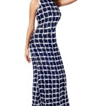 Women's Knitting Checks Bodycon Maxi Dress
