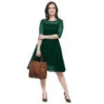 Women's Net Solid Short Dress