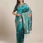 Latest Silk Blend Zari Woven Banarasi Saree With Jhalar