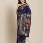 Latest Silk Blend Zari Woven Banarasi Saree With Jhalar