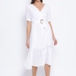 Women's Cotton Solid Mid-Length Dress