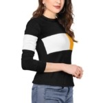 Women's Knitting Color Block T-Shirt