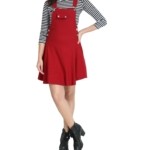 Women's Cotton Lycra Solid Dungaree Dress