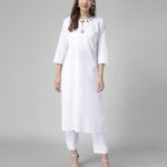 Delicate Solid Cotton Kurti Pant Set