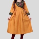 Elegant Printed Ruby Cotton Calf Length Kurti