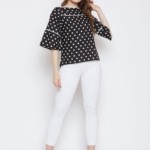 AASK Women's Crepe Polka Dot Top